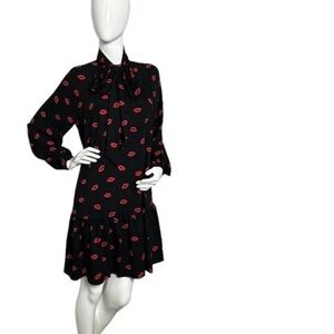 Kate Spade Black Dress with Red Lip Pattern